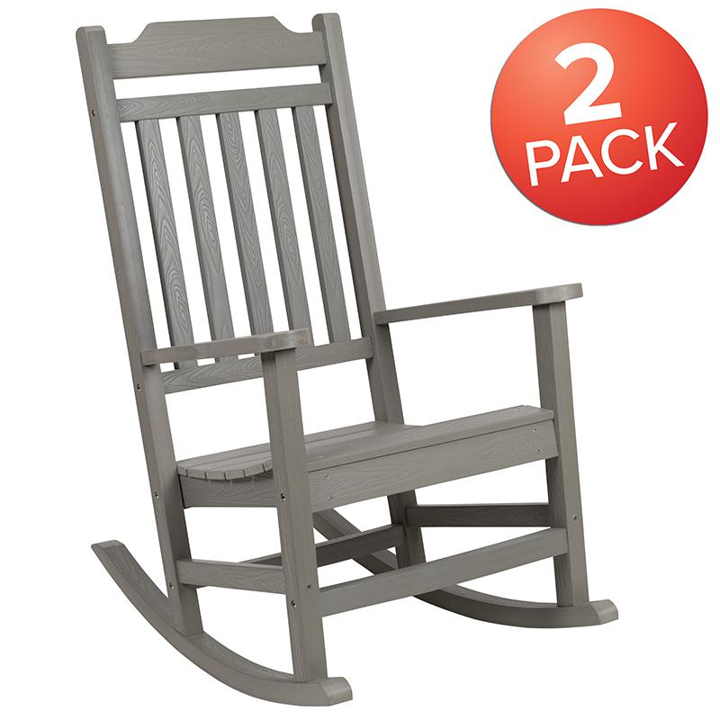 Set of 2 Winston All-Weather Rocking Chair in Gray Faux Wood. Picture 2