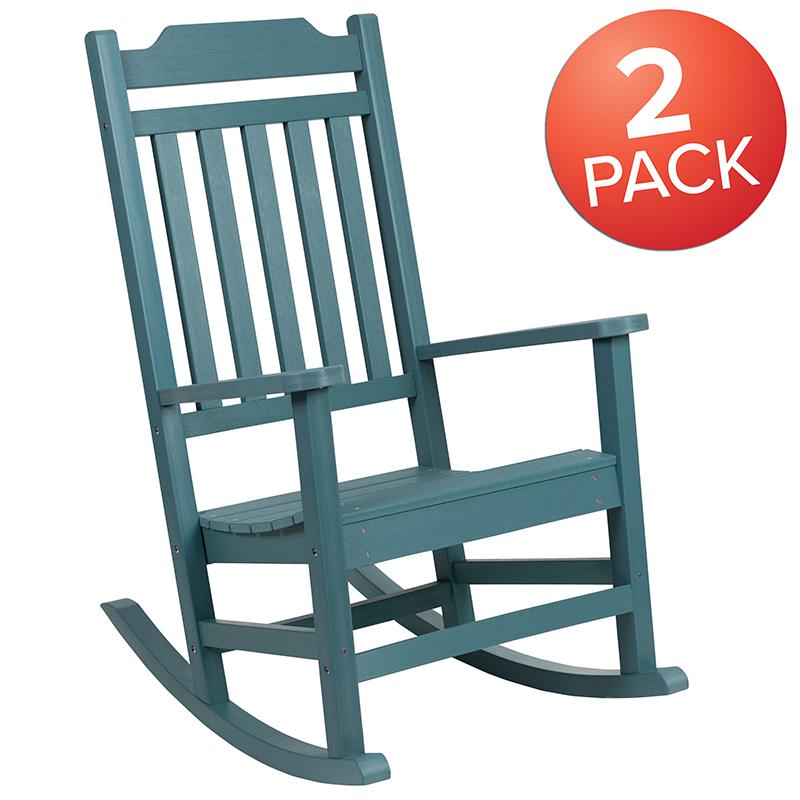 Set of 2 Winston All-Weather Rocking Chair in Teal Faux Wood. Picture 2