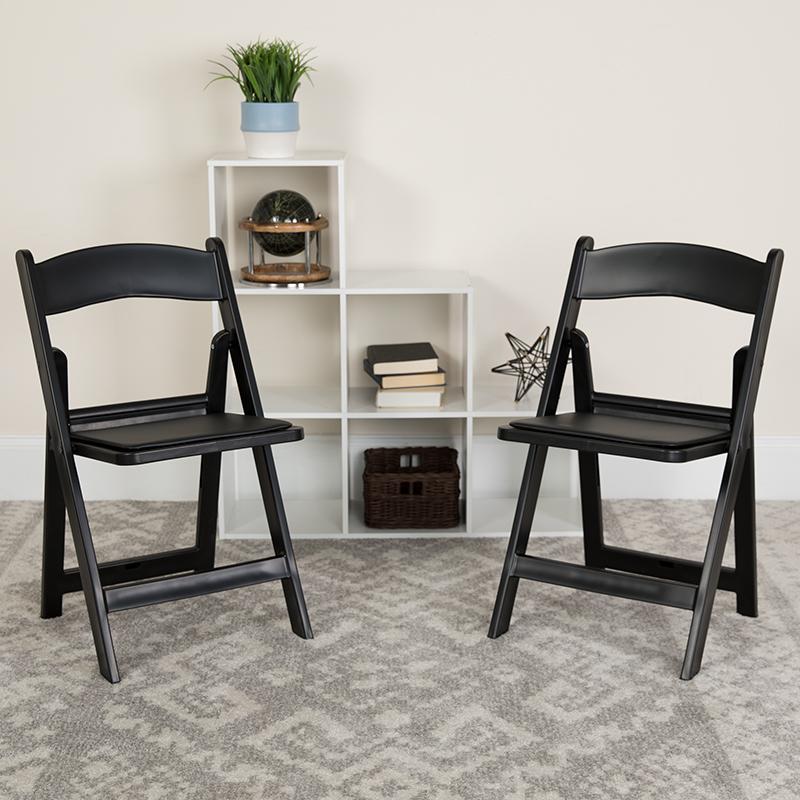 Folding Chair - Black Resin - 2 Pack 800LB Weight Capacity. Picture 2