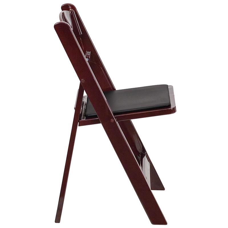 2 Pack HERCULES Series 1000 lb. Capacity Red Mahogany Resin Folding Chair with Black Vinyl Padded Seat. Picture 2