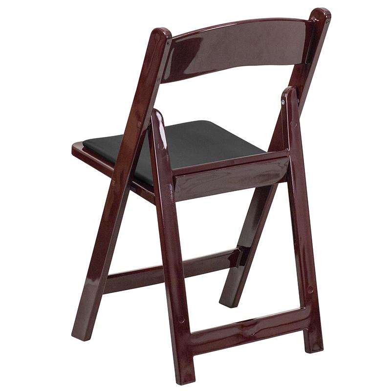 2 Pack HERCULES Series 1000 lb. Capacity Red Mahogany Resin Folding Chair with Black Vinyl Padded Seat. Picture 3