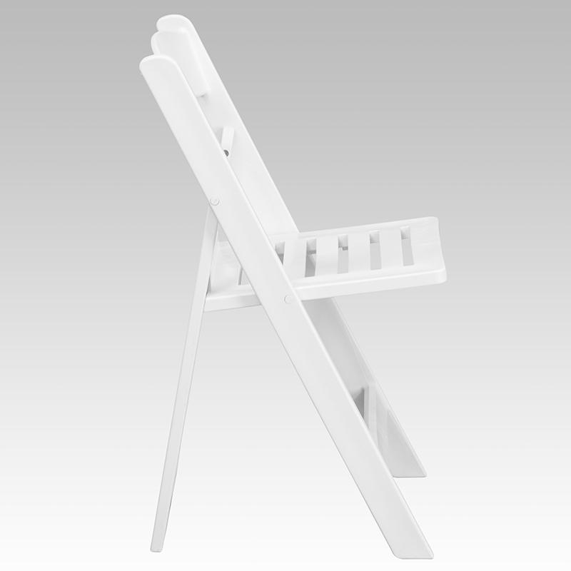 2 Pack HERCULES Series 1000 lb. Capacity White Resin Folding Chair with Slatted Seat. Picture 2
