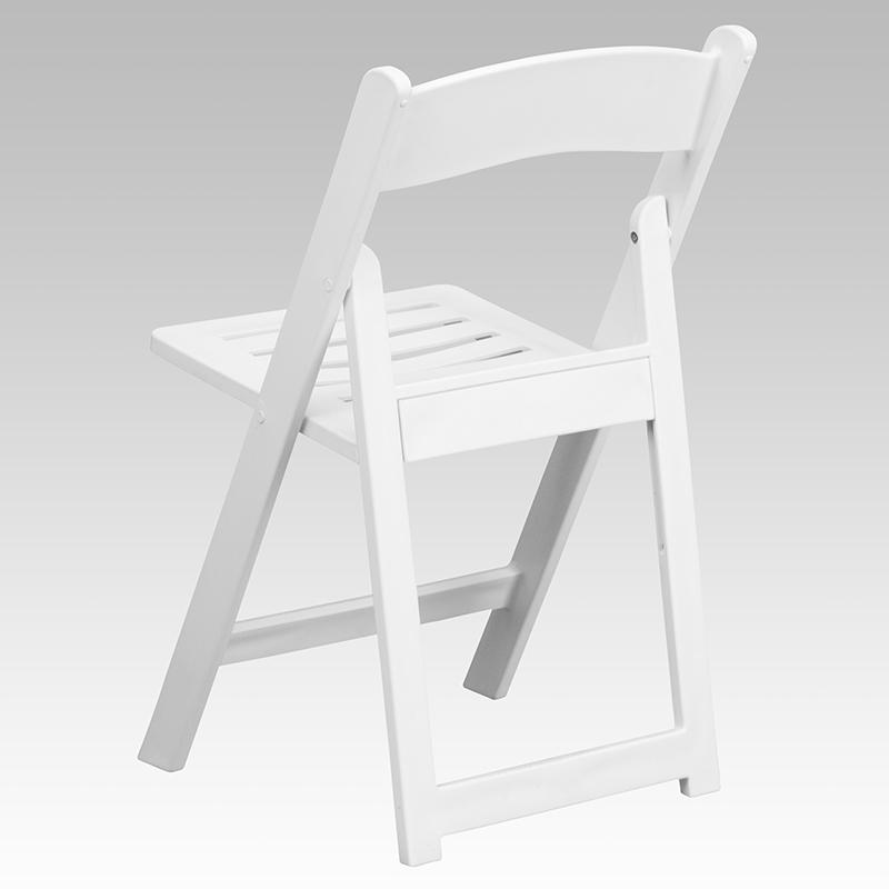 2 Pack HERCULES Series 1000 lb. Capacity White Resin Folding Chair with Slatted Seat. Picture 3