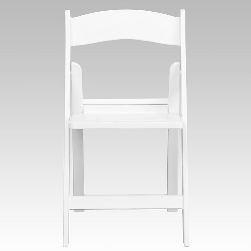 2 Pack HERCULES Series 1000 lb. Capacity White Resin Folding Chair with Slatted Seat. Picture 4