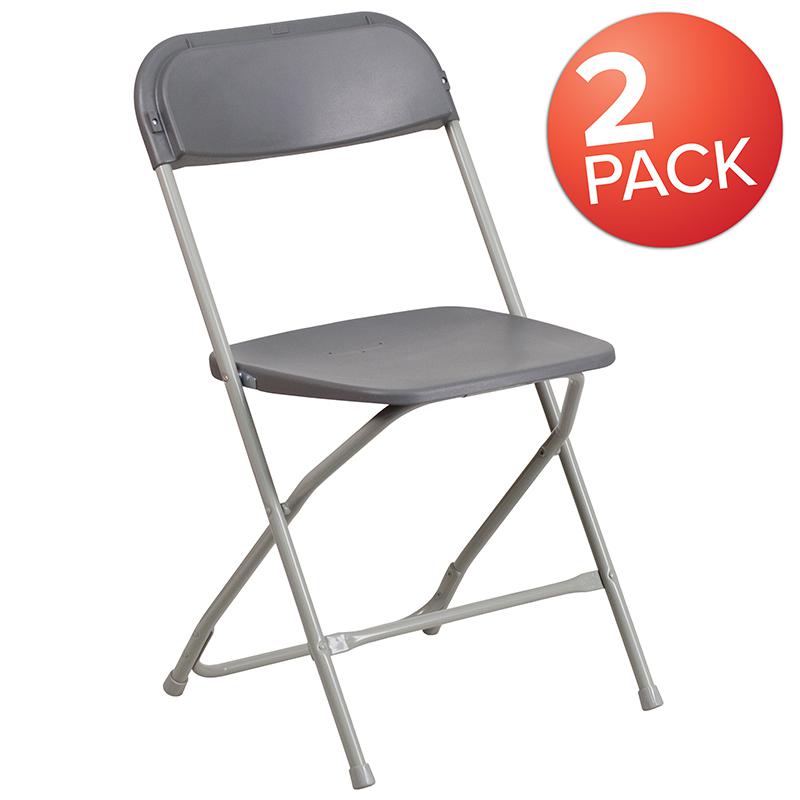 Plastic Folding Chair Grey - 2 Pack 650LB Weight Capacity. Picture 1