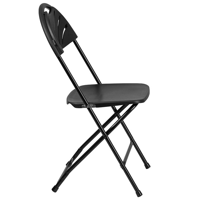 2 Pack HERCULES Series 650 lb. Capacity Black Plastic Fan Back Folding Chair. Picture 3