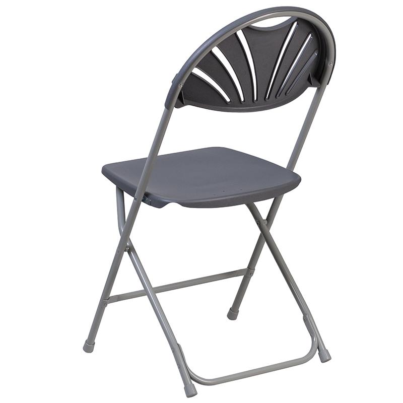 2 Pack HERCULES Series 650 lb. Capacity Charcoal Plastic Fan Back Folding Chair. Picture 4