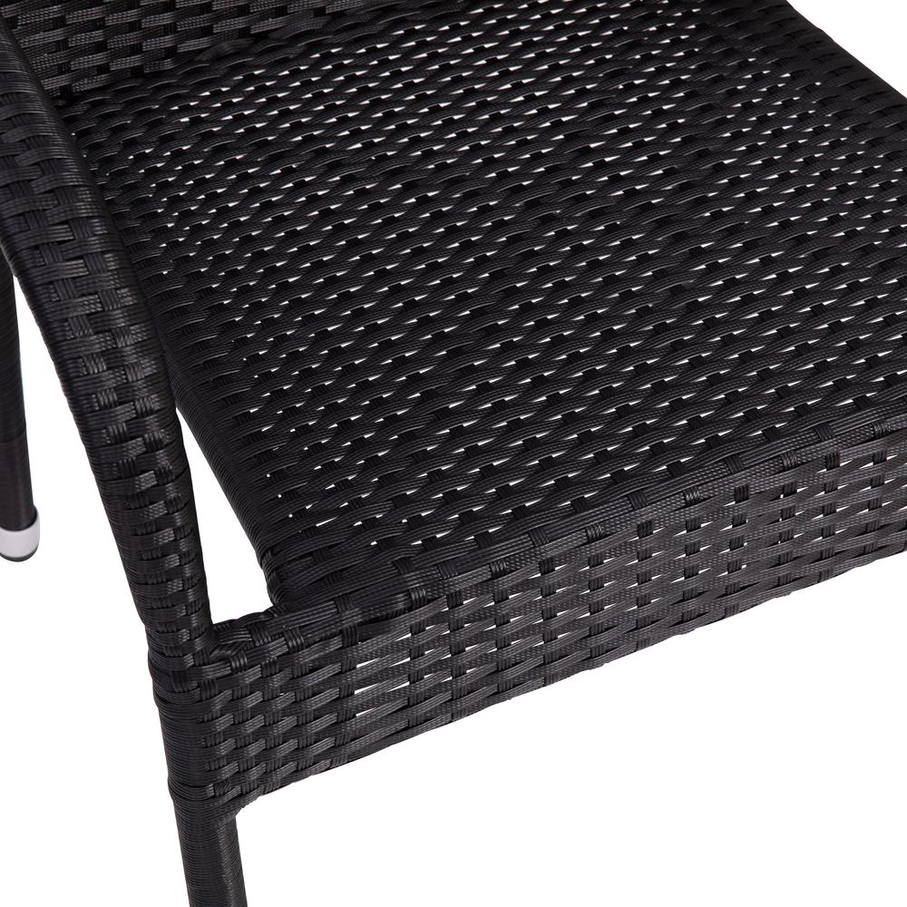 Maxim Set of 2 Stackable Indoor/Outdoor Wicker Dining Chairs with Arms - Fade & Weather-Resistant Steel Frames - Black. Picture 10