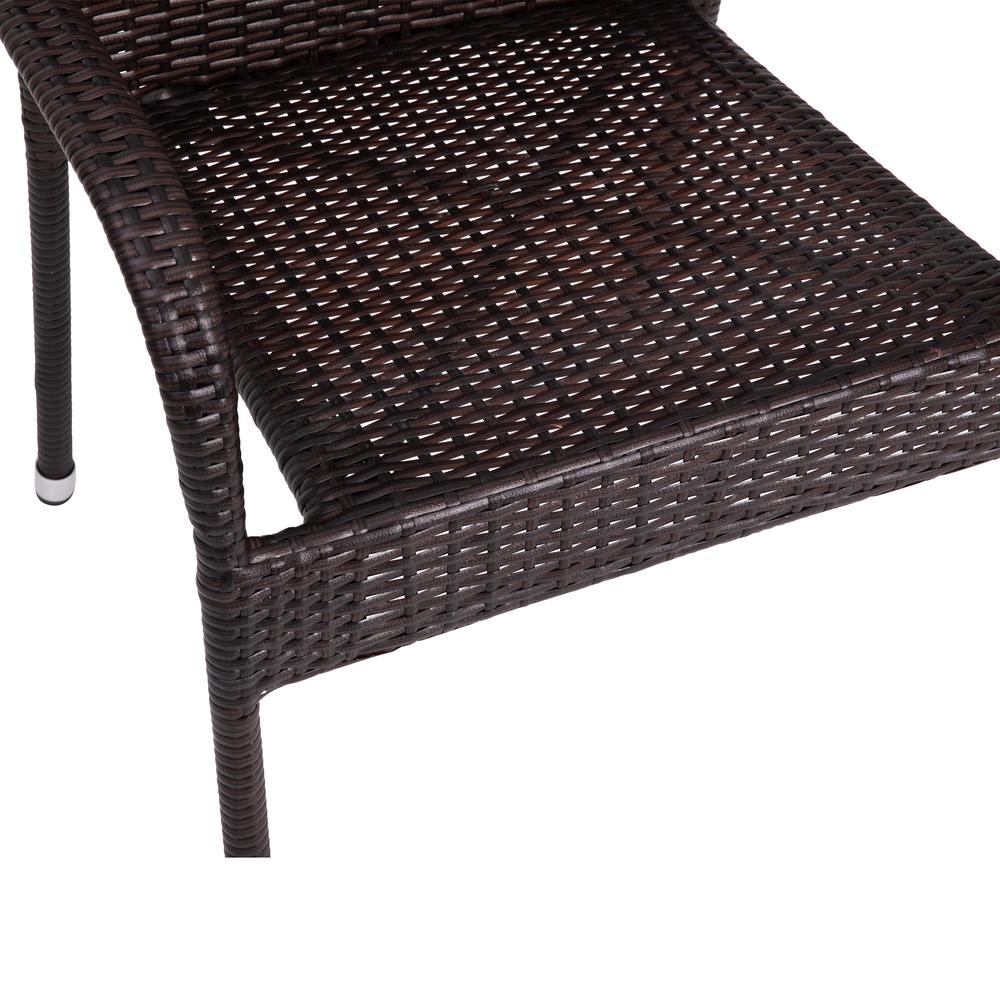 Maxim Set of 2 Stackable Indoor/Outdoor Wicker Dining Chairs with Arms - Fade & Weather-Resistant Steel Frames - Espresso. Picture 10