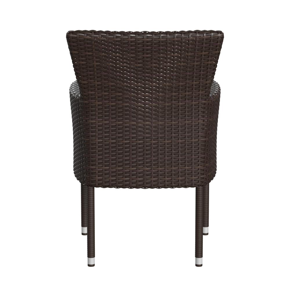 Maxim Modern Espresso Wicker Patio Armchairs for Deck or Backyard, Fade and Weather-Resistant Frames and Cream Cushions-Set of 2. Picture 9