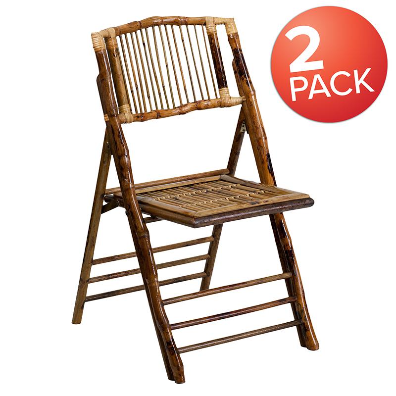 Bamboo Folding Chairs | Set of 2 Bamboo Wood Folding Chairs. Picture 1