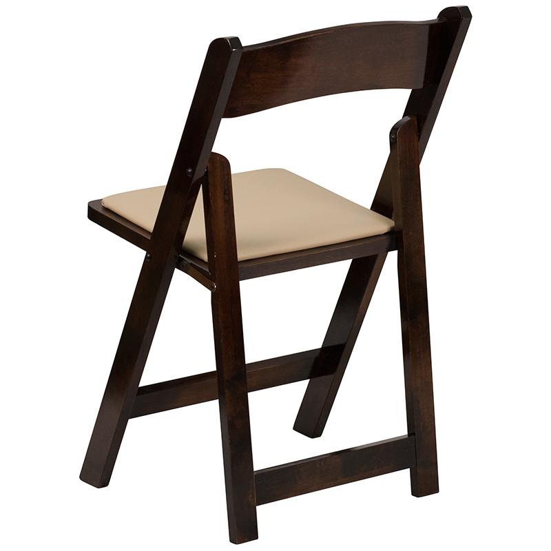 2 Pack Fruitwood Wood Folding Chair with Vinyl Padded Seat. Picture 3