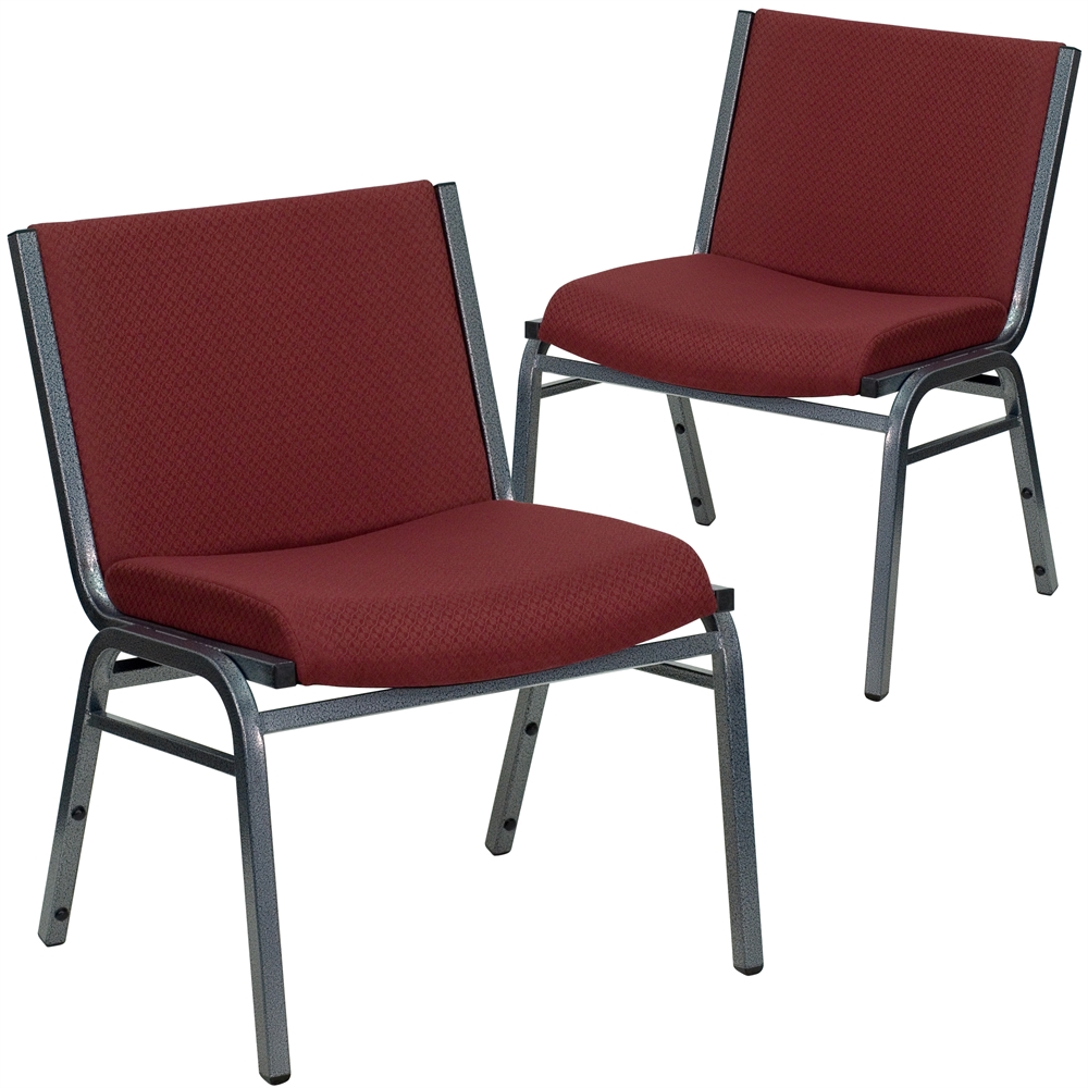 2 Pack HERCULES Series 1000 lb. Capacity Big and Tall Extra Wide Burgundy Fabric Stack Chair. Picture 1