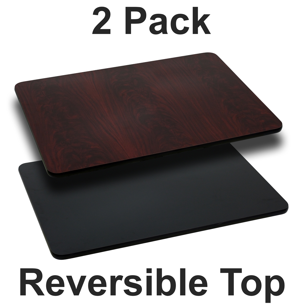 2 Pk. 30'' x 42'' Rectangular Table Top with Black or Mahogany Reversible Laminate Top. Picture 1