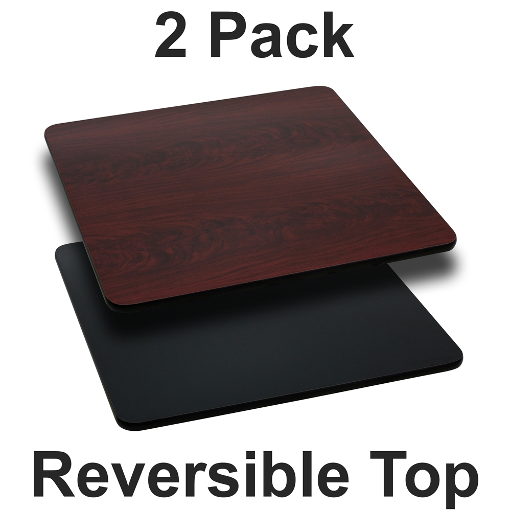 2 Pk. 36'' Square Table Top with Black or Mahogany Reversible Laminate Top. Picture 1