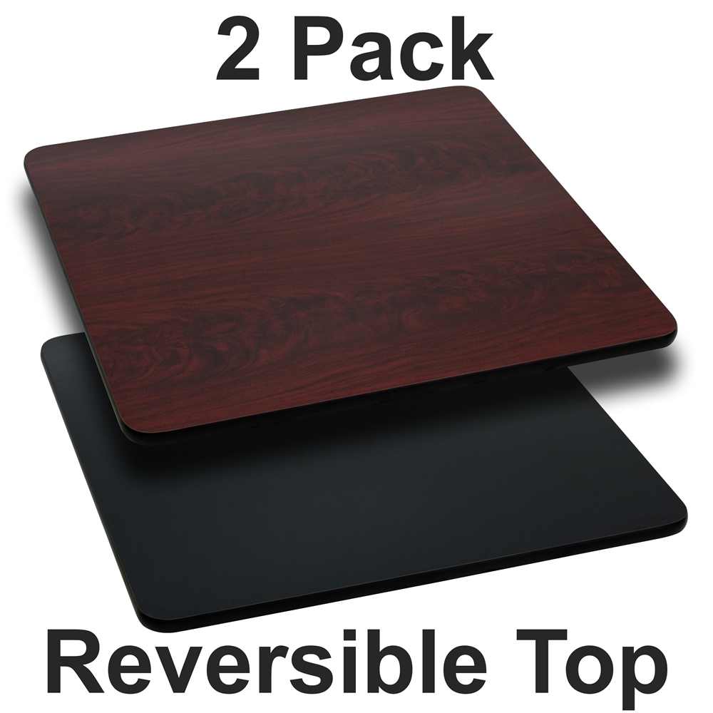 2 Pk. 42'' Square Table Top with Black or Mahogany Reversible Laminate Top. Picture 1