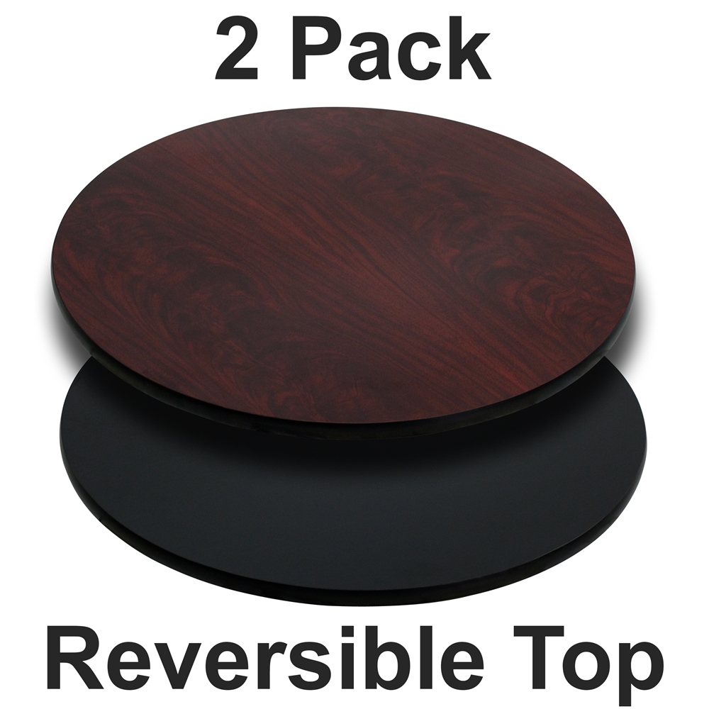 2 Pk. 36'' Round Table Top with Black or Mahogany Reversible Laminate Top. Picture 1