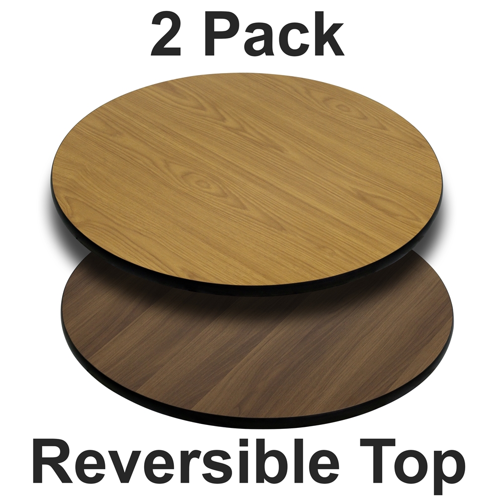 2 Pk. 36'' Round Table Top with Natural or Walnut Reversible Laminate Top. Picture 1