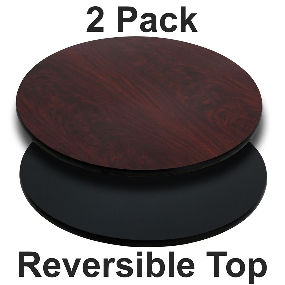 2 Pk. 42'' Round Table Top with Black or Mahogany Reversible Laminate Top. Picture 1