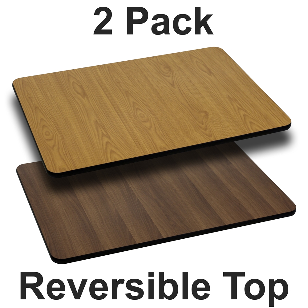 2 Pk. 30'' x 42'' Rectangular Table Top with Natural or Walnut Reversible Laminate Top. Picture 1