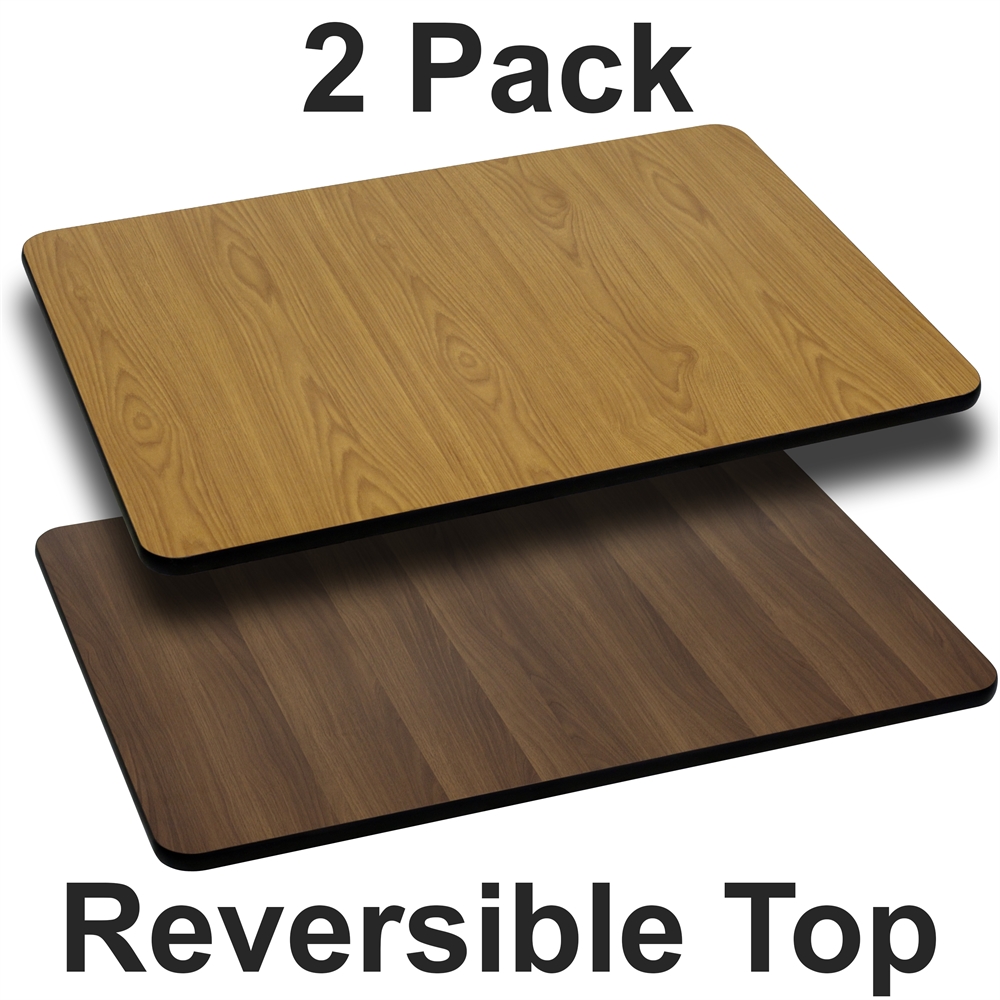 2 Pk. 30'' x 48'' Rectangular Table Top with Natural or Walnut Reversible Laminate Top. Picture 1