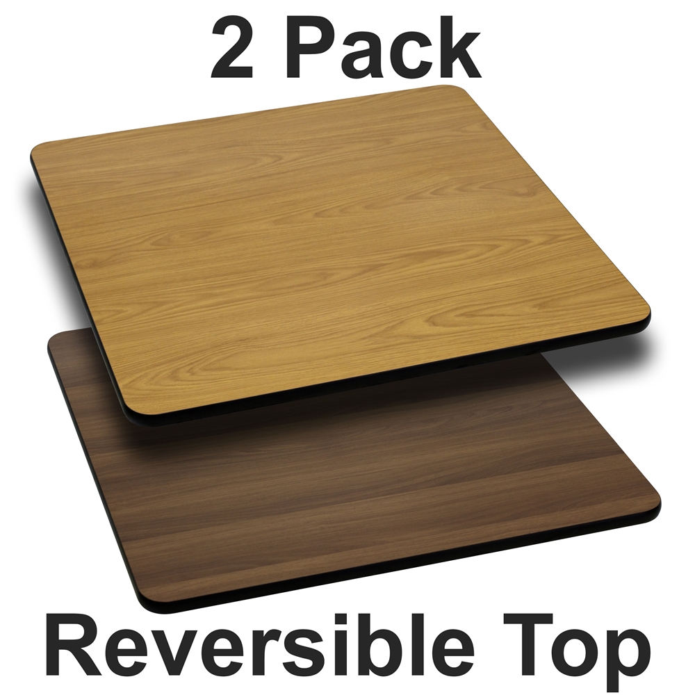 2 Pk. 42'' Square Table Top with Natural or Walnut Reversible Laminate Top. Picture 1