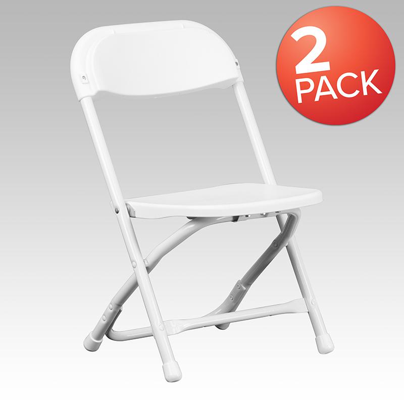 2 Pk. Kids White Plastic Folding Chair. Picture 1
