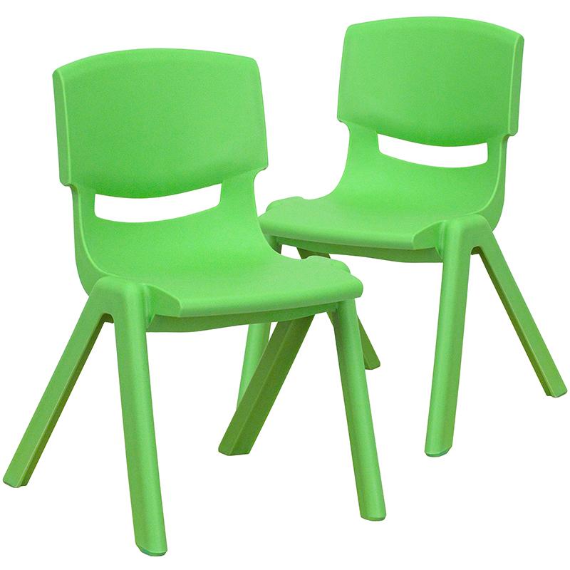 2 Pack Green Plastic Stackable School Chair with 12" Seat Height. Picture 3