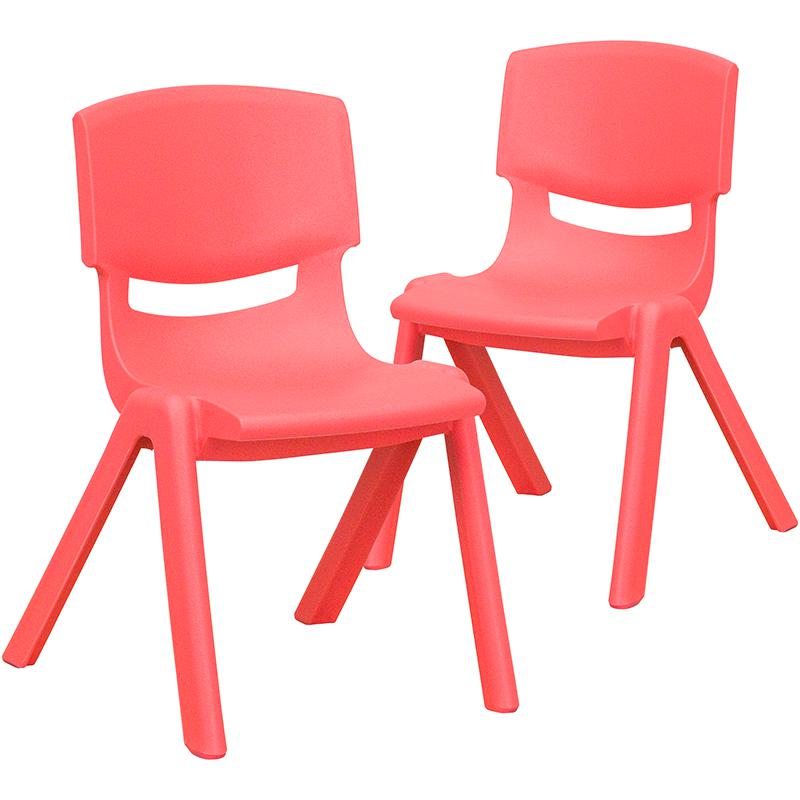 2 Pack Red Plastic Stackable School Chair with 12" Seat Height. Picture 3