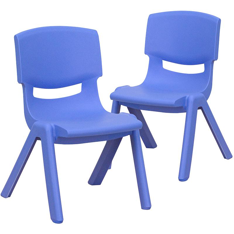 2 Pack Blue Plastic Stackable School Chair with 10.5'' Seat Height. Picture 3