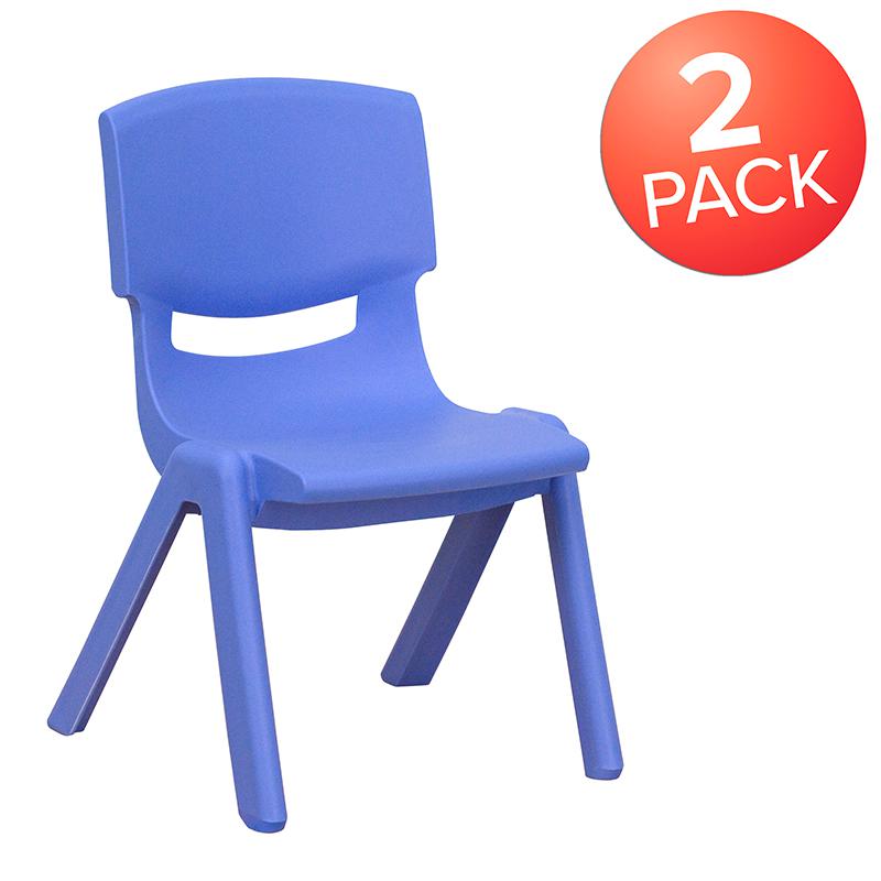 2 Pack Blue Plastic Stackable School Chair with 10.5'' Seat Height. Picture 2