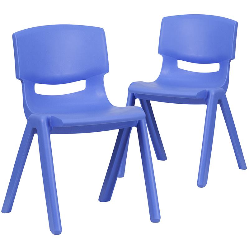2 Pack Blue Plastic Stackable School Chair with 13.25" Seat Height. Picture 3
