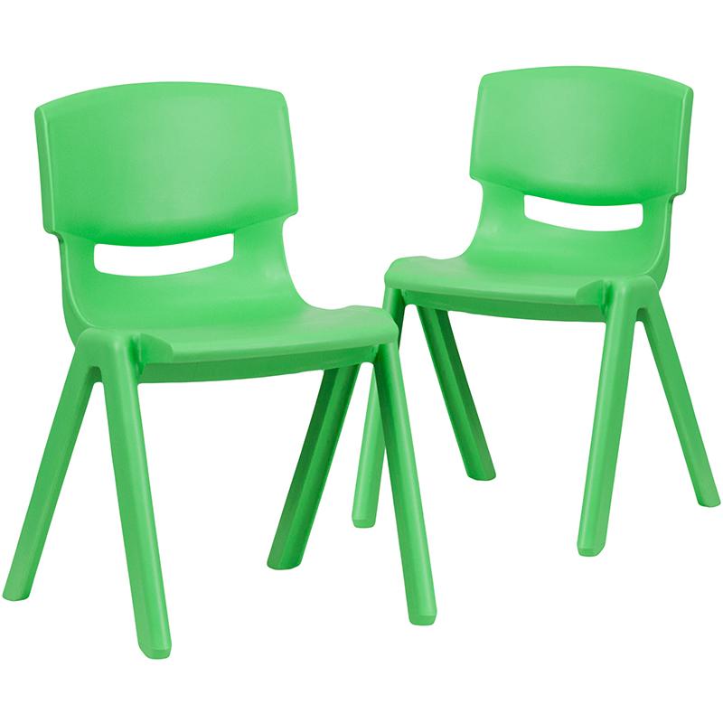 2 Pack Green Plastic Stackable School Chair with 13.25" Seat Height. Picture 3