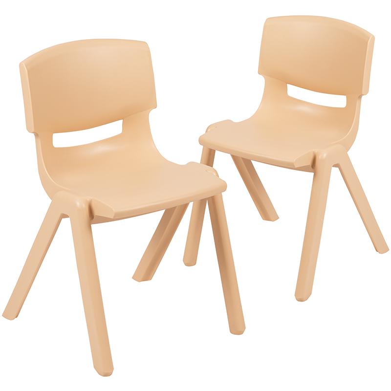 2 Pack Natural Plastic Stackable School Chair with 13.25" Seat Height. Picture 3