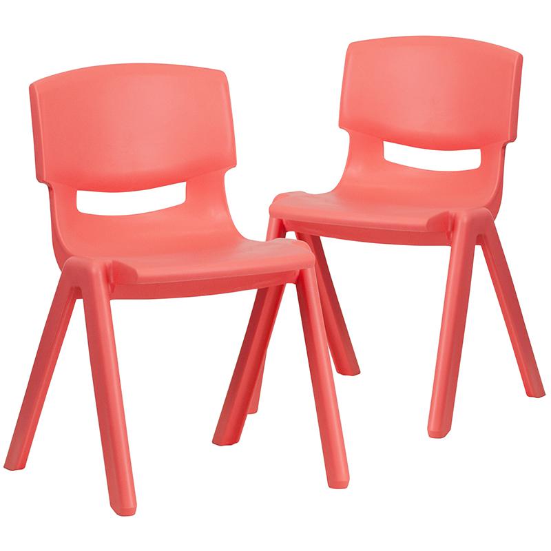2 Pack Red Plastic Stackable School Chair with 13.25" Seat Height. Picture 3