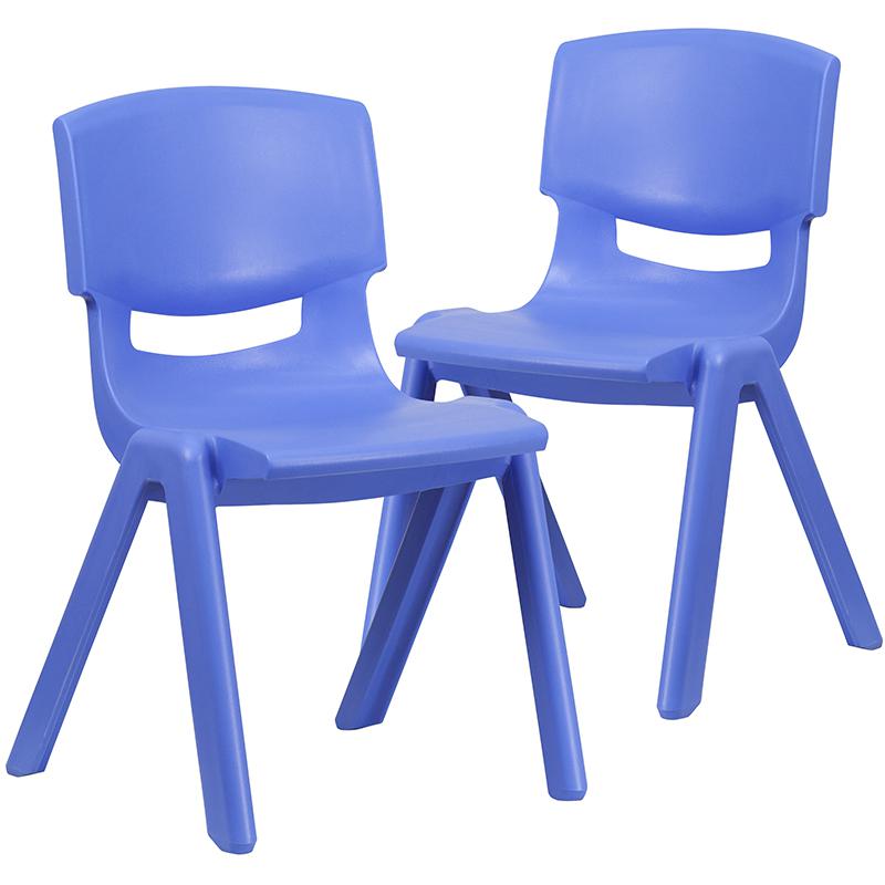 2 Pack Blue Plastic Stackable School Chair with 15.5" Seat Height. Picture 3