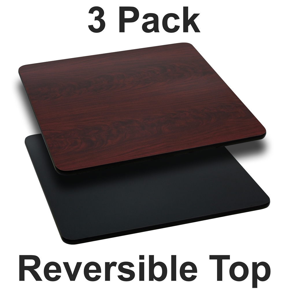 3 Pk. 24'' Square Table Top with Black or Mahogany Reversible Laminate Top. Picture 1