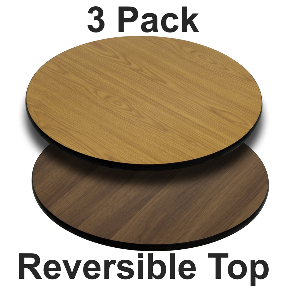 3 Pk. 30'' Round Table Top with Natural or Walnut Reversible Laminate Top. Picture 1