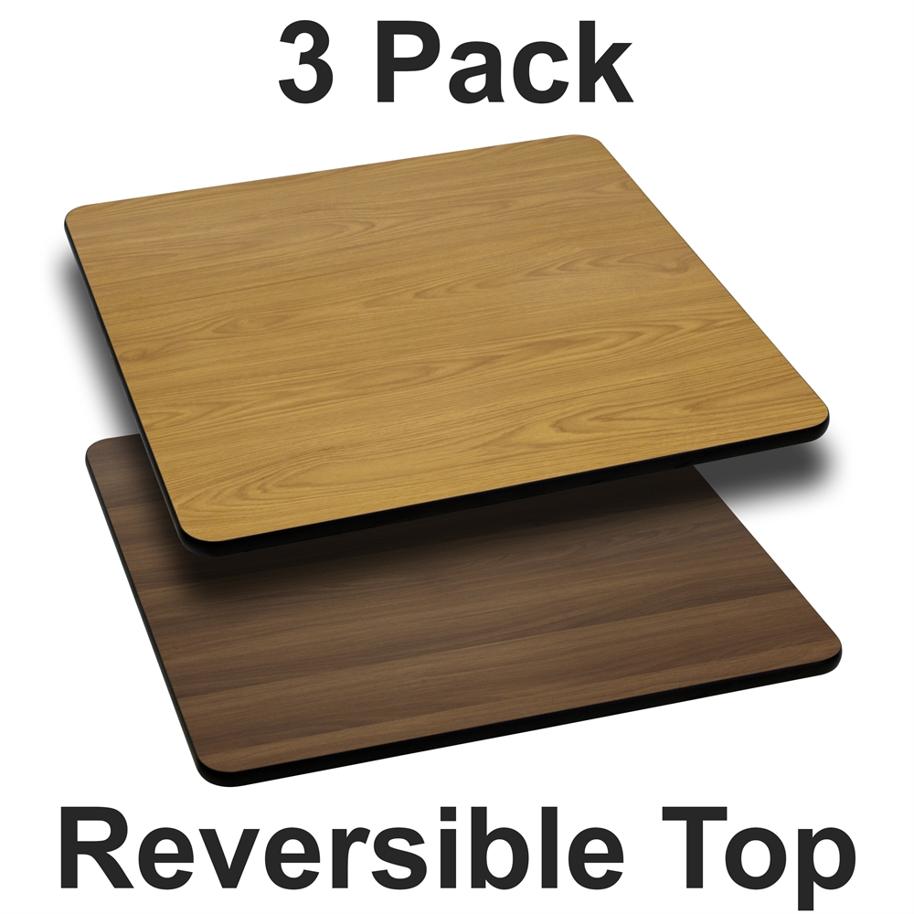 3 Pk. 24'' Square Table Top with Natural or Walnut Reversible Laminate Top. Picture 1
