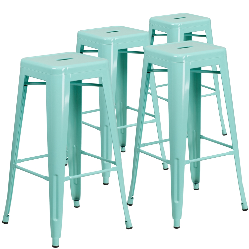 4 Pk. 30'' High Backless Mint Green Indoor-Outdoor Barstool. Picture 1
