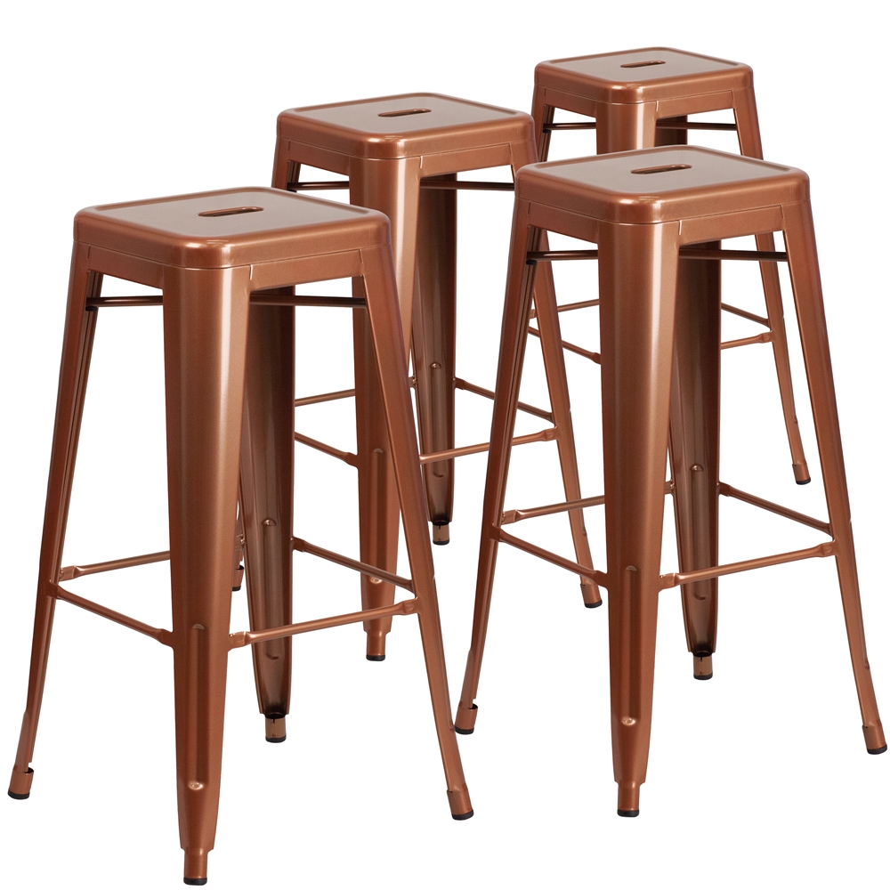 4 Pk. 30'' High Backless Copper Indoor-Outdoor Barstool. Picture 1