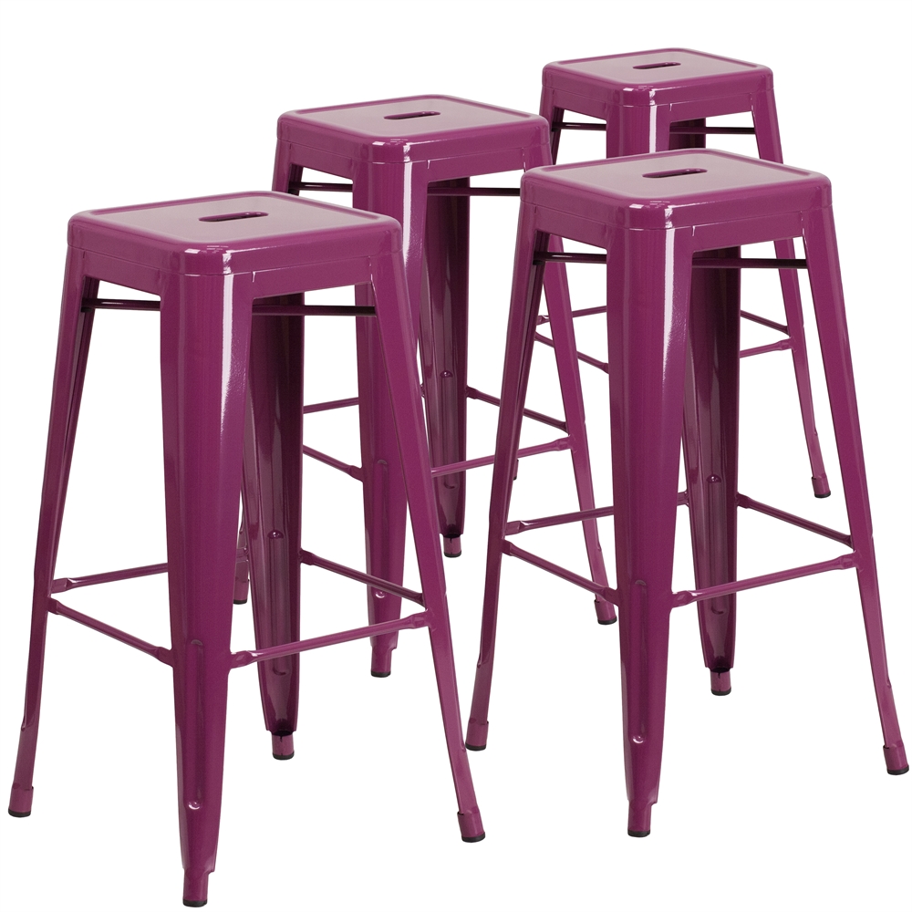 4 Pk. 30'' High Backless Purple Indoor-Outdoor Barstool. Picture 1