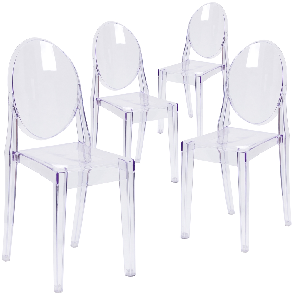 4 Pk. Ghost Side Chair in Transparent Crystal. The main picture.