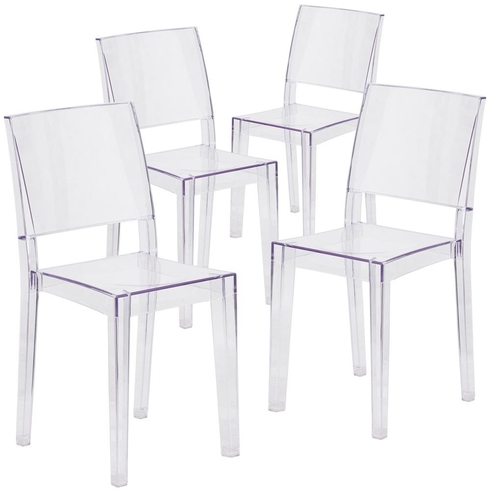 4 Pk. Phantom Series Transparent Stacking Side Chair. The main picture.