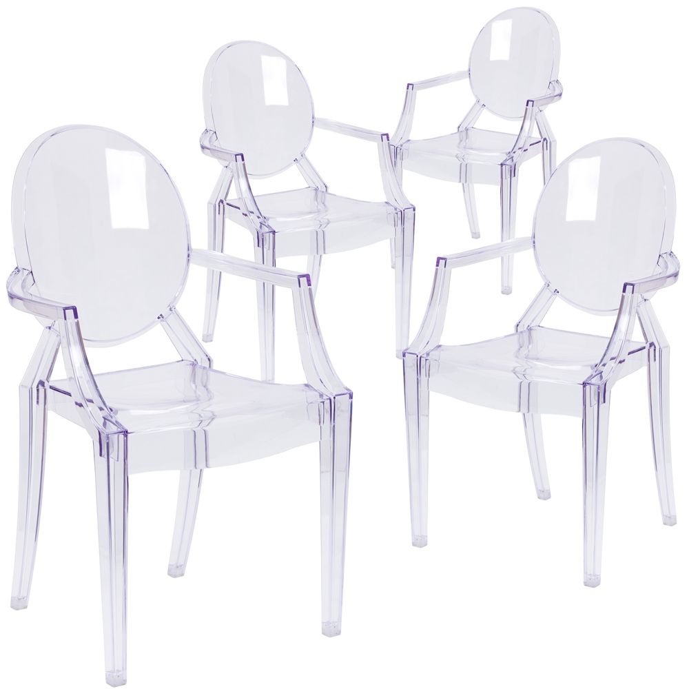 4 Pk. Ghost Chair with Arms in Transparent Crystal. Picture 1