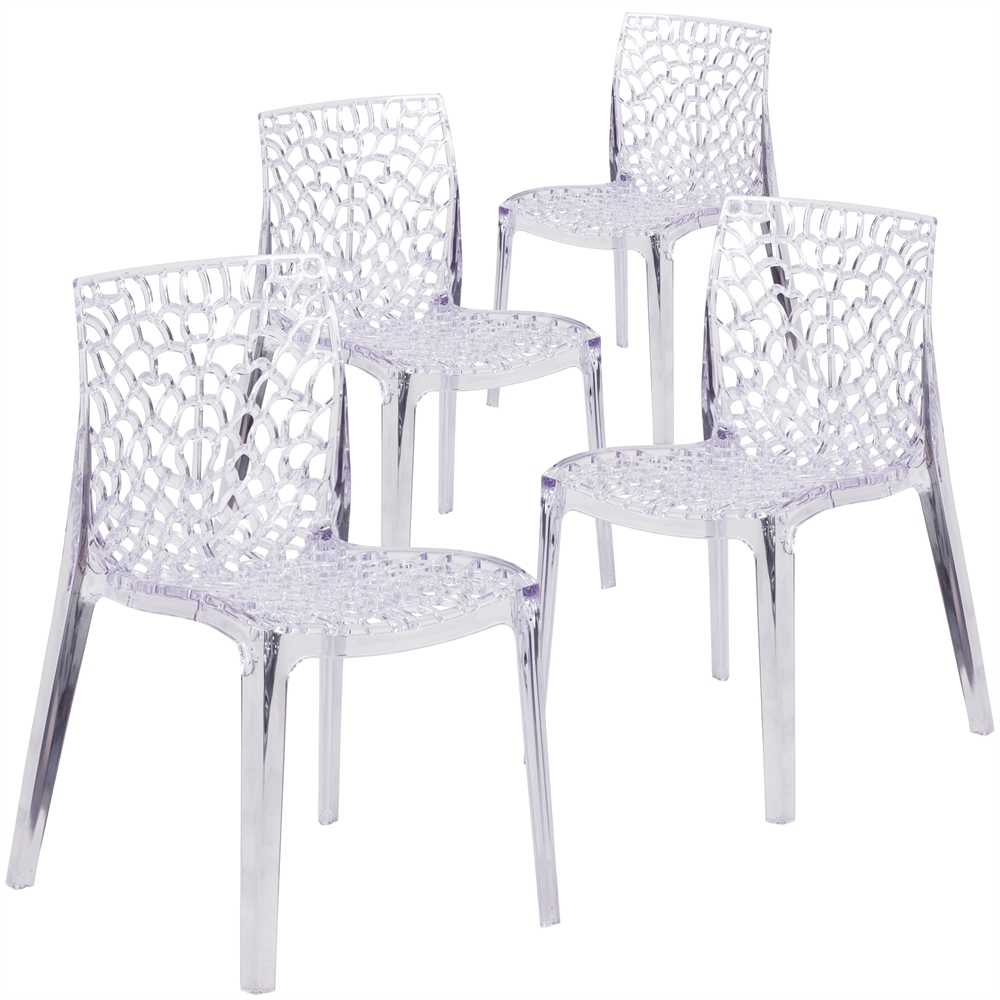 4 Pk. Vision Series Transparent Stacking Side Chair. Picture 1