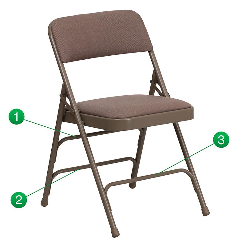 4 Pk. HERCULES Series Curved Triple Braced & Double Hinged Beige Fabric Metal Folding Chair. Picture 5