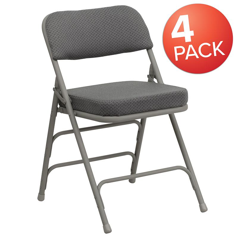 HERCULES Series Metal Folding Chairs with Padded Seats | Set of 4 Gray Metal Folding Chairs. Picture 1