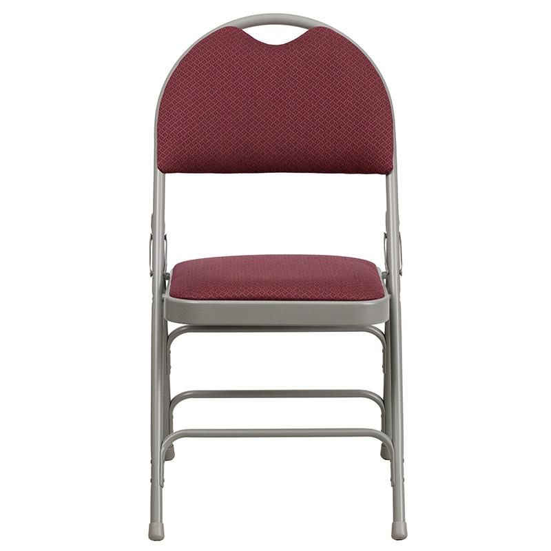 4 Pk. HERCULES Series Ultra-Premium Triple Braced Burgundy Fabric Metal Folding Chair with Easy-Carry Handle. Picture 4