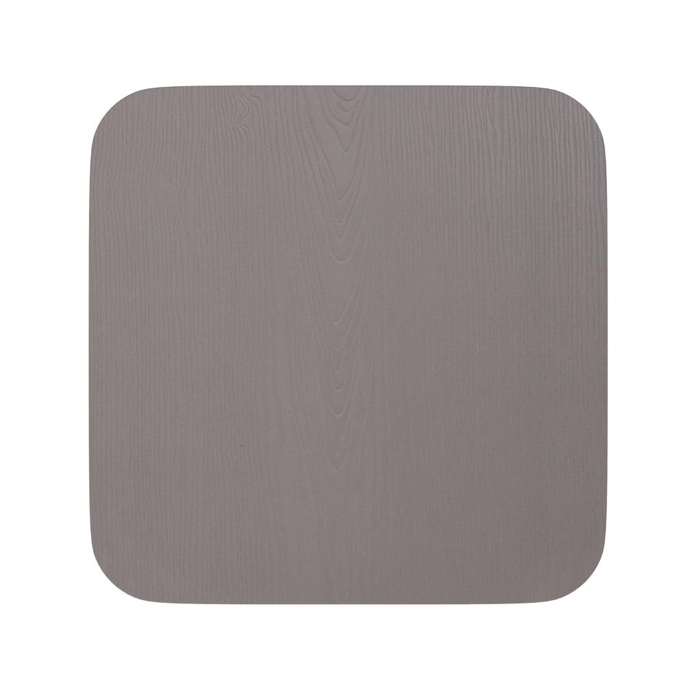 Perry Set of 4 Poly Resin Wood Seat with Rounded Edges for Colorful Metal Chairs and Stools in Gray. Picture 10